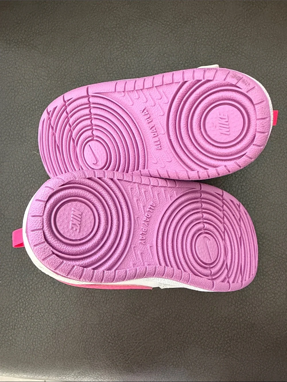 Nike Kids White Sneakers with Pink & Purple Accents